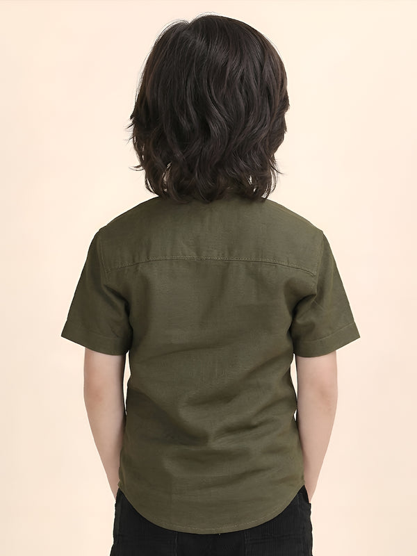 Polka Tots Half Sleeve Kurta - Green