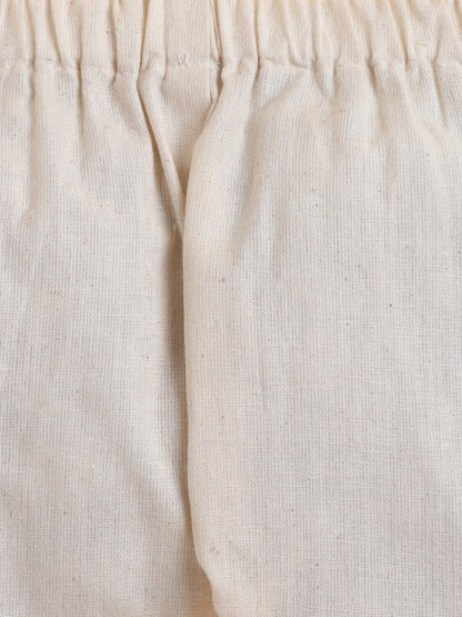 Polka Tots Soft Cotton Full-Sleeves Teddy Pocket Gingham Jhabla & Pant Set - Grey