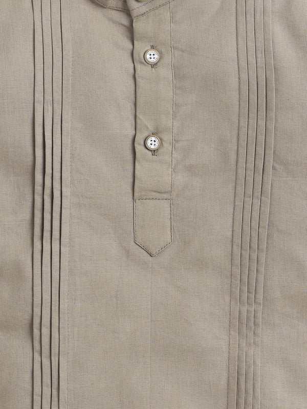 Polka Tots Half Sleeve Kurta - BROWN