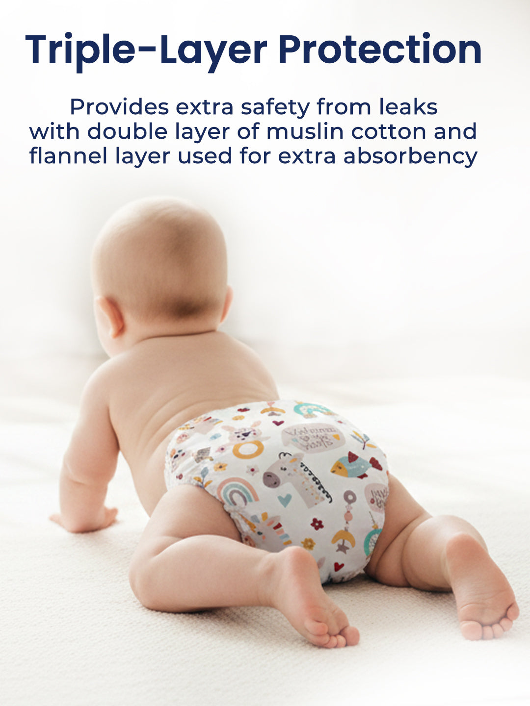 Polka Tots Newborn Pack of 5 100% Soft Muslin Cotton Nappy/Langot Set