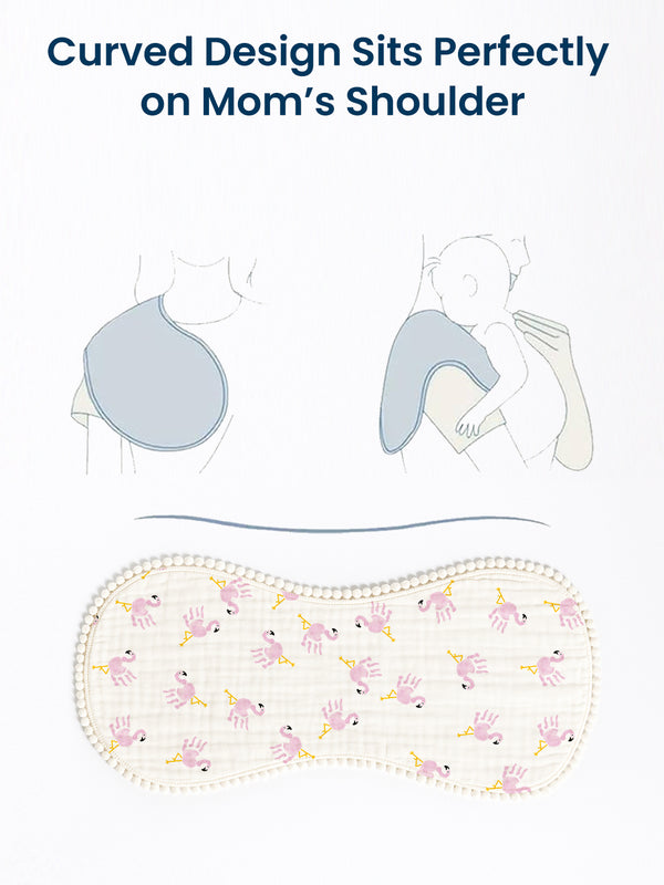 Polka Tots Newborn Pack of 3 100% Soft Muslin Cotton Double Layer Burp Cloths with Pom-Pom Lace