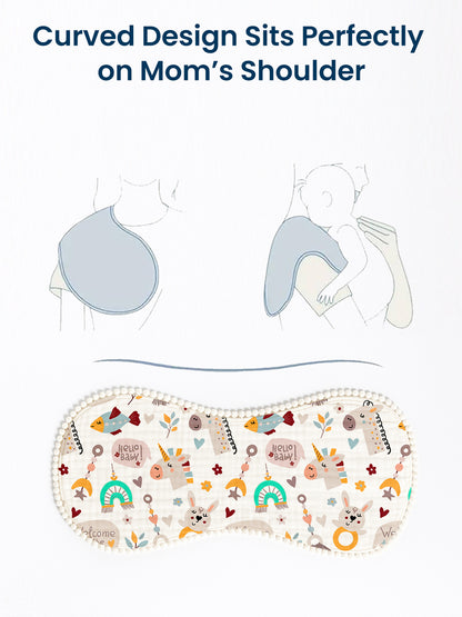 Polka Tots Newborn Pack of 3 100% Soft Muslin Cotton Double Layer Burp Cloths with Pom-Pom Lace