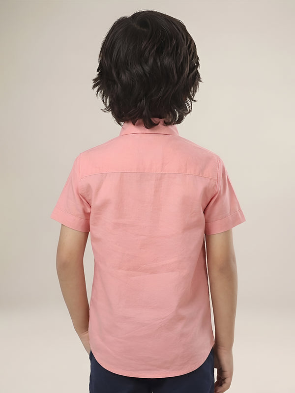 Polka Tots Half Sleeves Shirt with Multicolor Bow - Pink