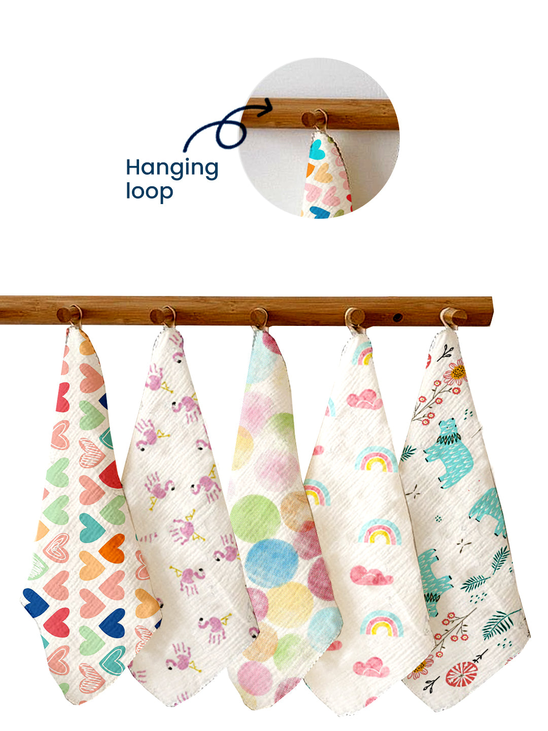 Polka Tots Newborn Pack of 5 100% Soft Muslin Cotton Washcloth Set