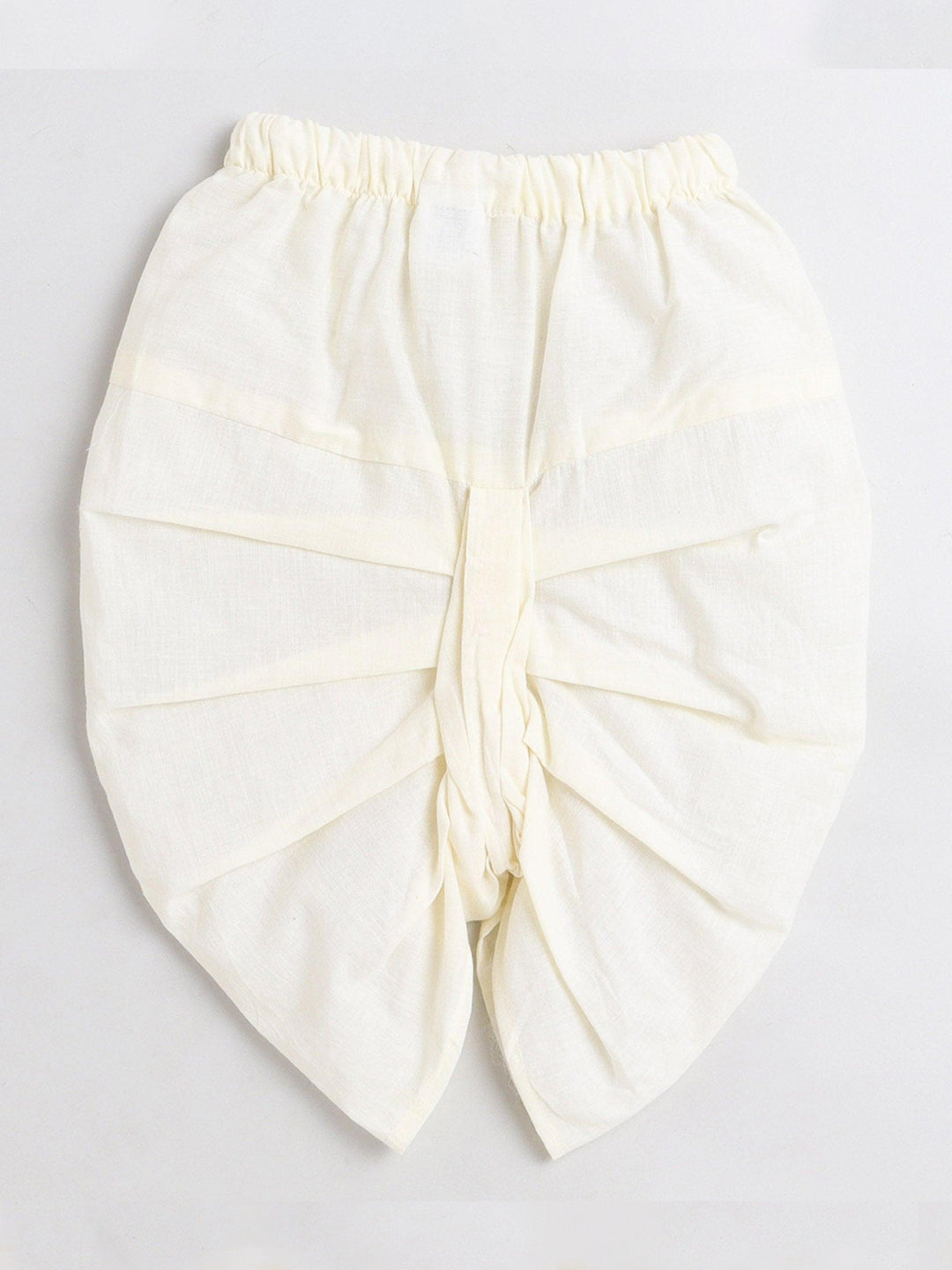 Polka Tots Dhoti Kurta Set for Boys 100% Super Soft Cotton Traditional Ethnic Wear For Kids Yellow Elephant - Cream