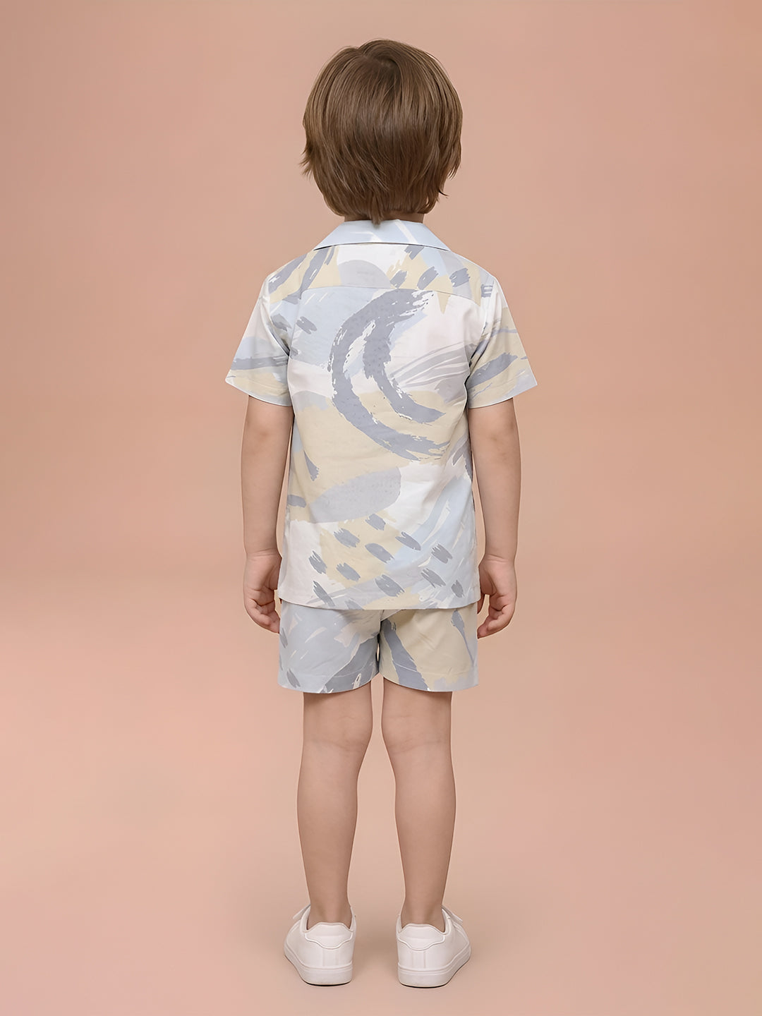 Polka Tots Cotton Half Sleeves kids Shirt With Shorts/Co-ord - Blue and Yellow