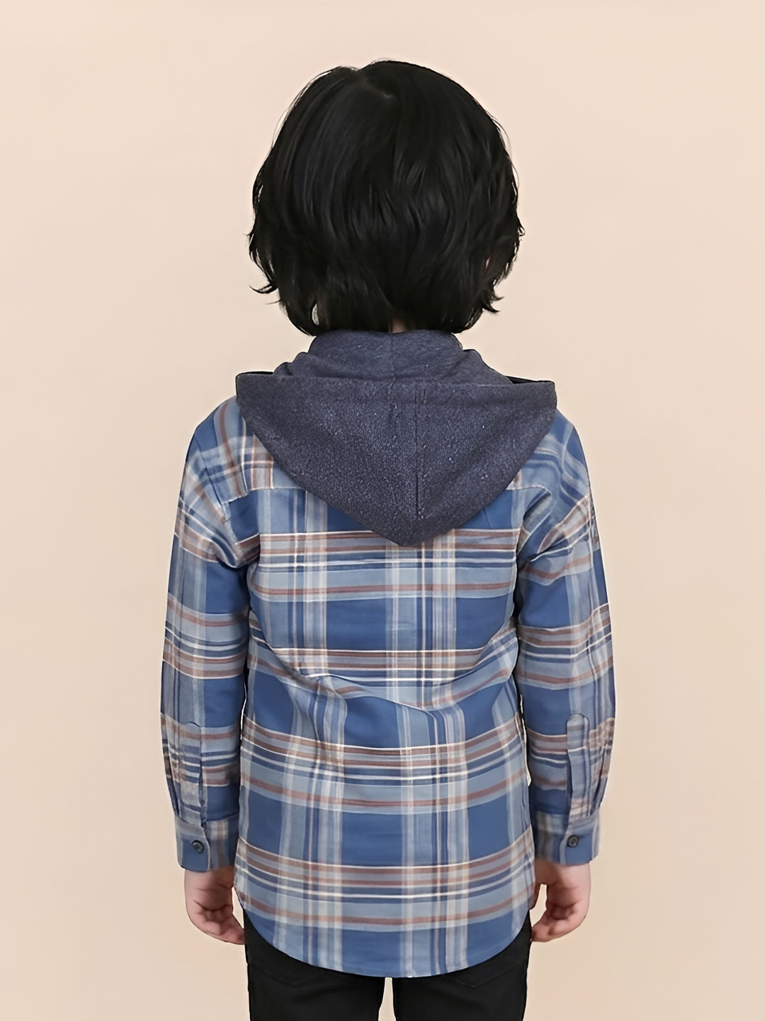 Polka Tots Full Sleeves Bon Voyage print Shirt With Attached Tshirt - Blue