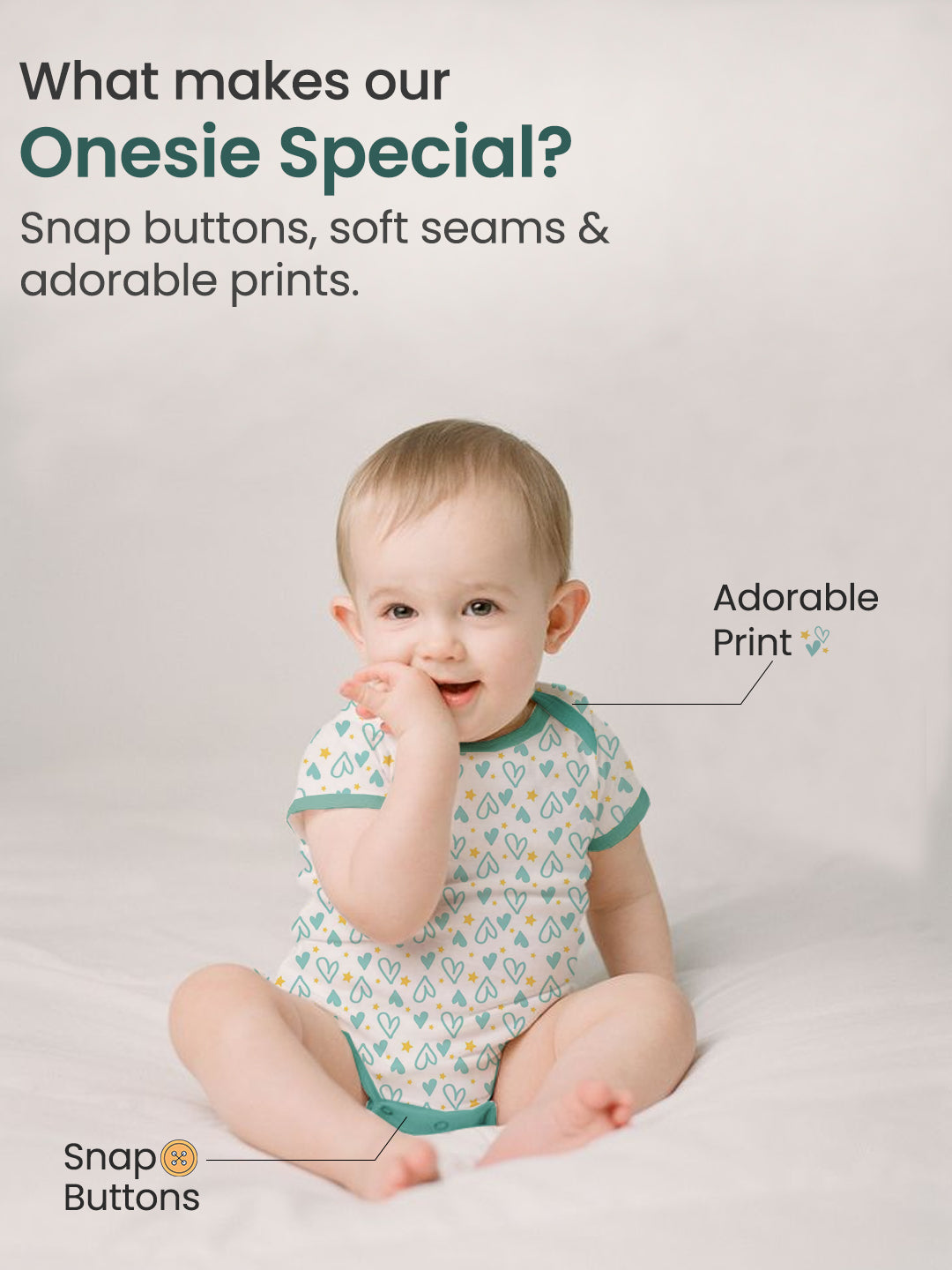 Polka Tots Pack of 10 Heart Print Jumbo Newborn Gift Hamper Set - Green