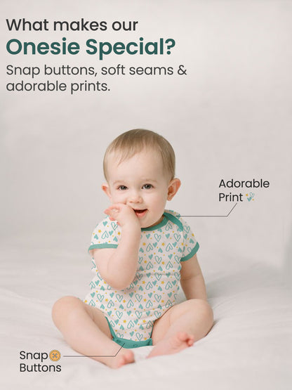 Polka Tots Pack of 10 Heart Print Jumbo Newborn Gift Hamper Set - Green