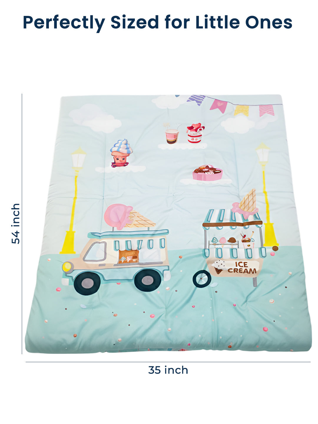 Polka Tots Kids Comforter Baby Blanket and Reversible Quilt 2 Way Design ( Ice-cream, 54 x 35 Inch )