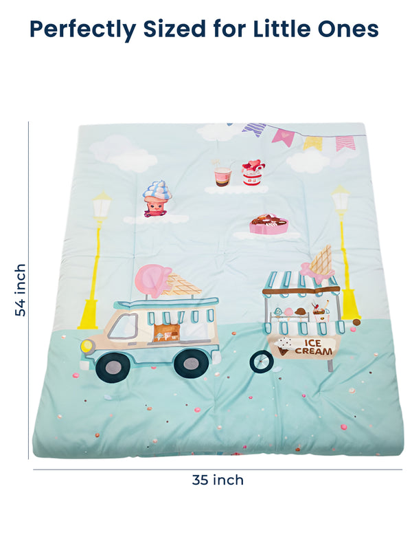 Polka Tots Kids Comforter Baby Blanket and Reversible Quilt 2 Way Design ( Ice-cream, 54 x 35 Inch )