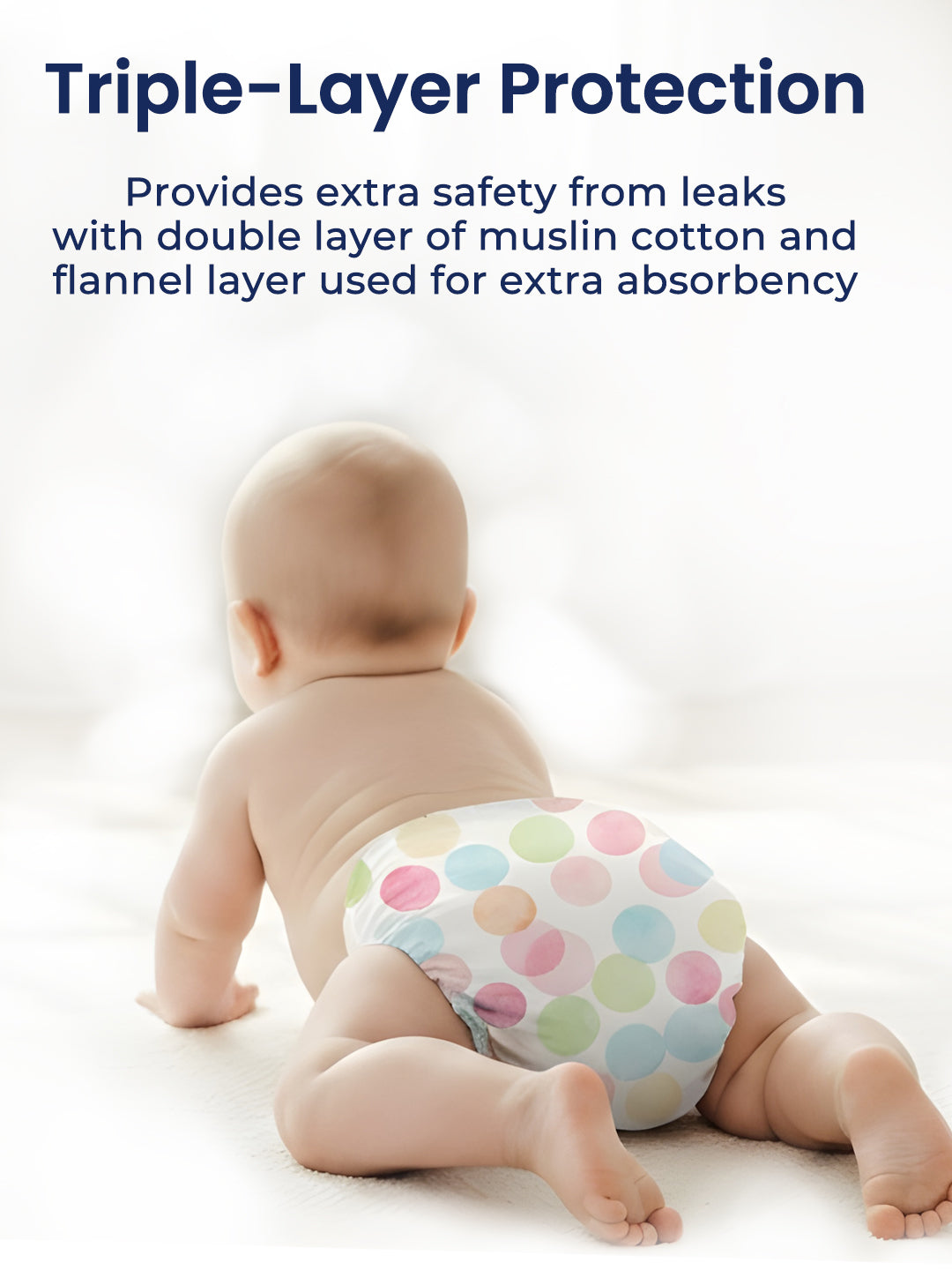 Polka Tots Newborn Pack of 5 100% Soft Muslin Cotton Nappy/Langot Set