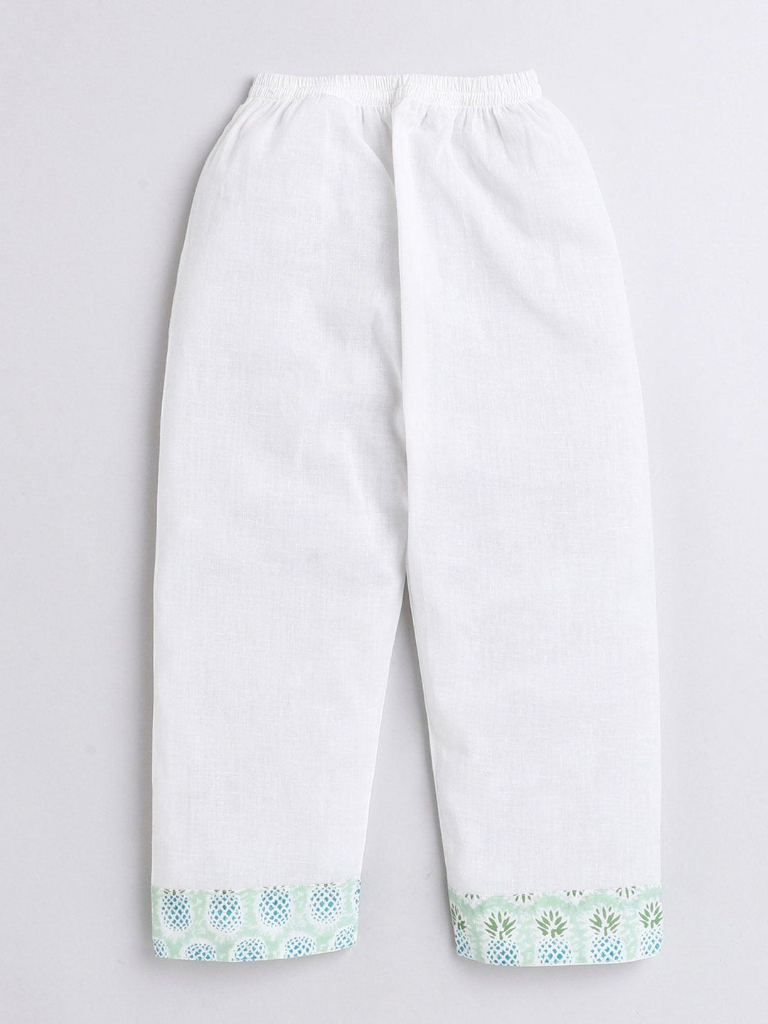 Polka Tots Pineapple print Full sleeves Nightwear Kurta pyjama set - Green