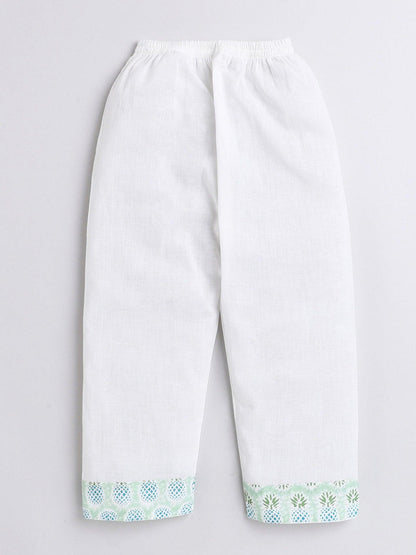 Polka Tots Pineapple print Full sleeves Nightwear Kurta pyjama set - Green