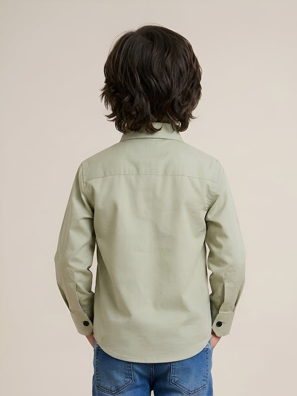 Polka Tots Full sleeves shirt with Bow Tie - Beige