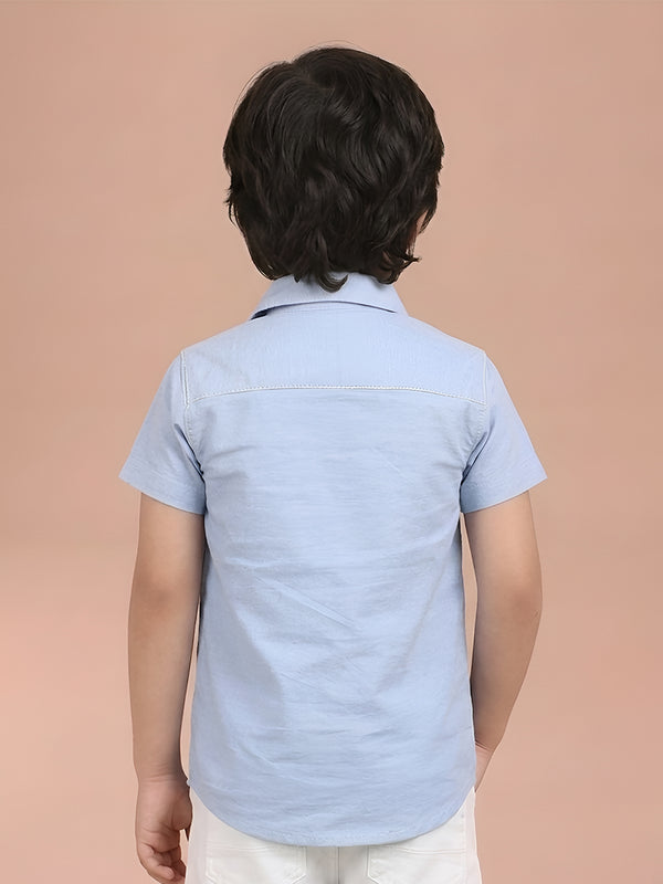 Polka Tots Half sleeve Beach print T-shirt Shirt - Blue