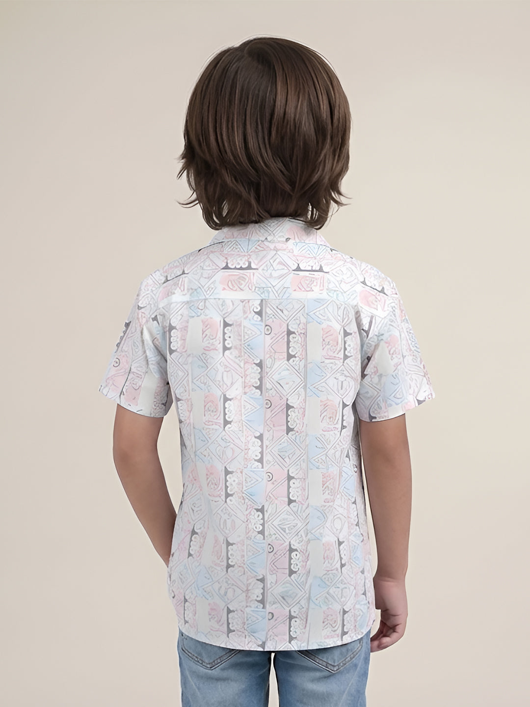 Polka Tots Half Sleeves Abstract print Shirt - Blue