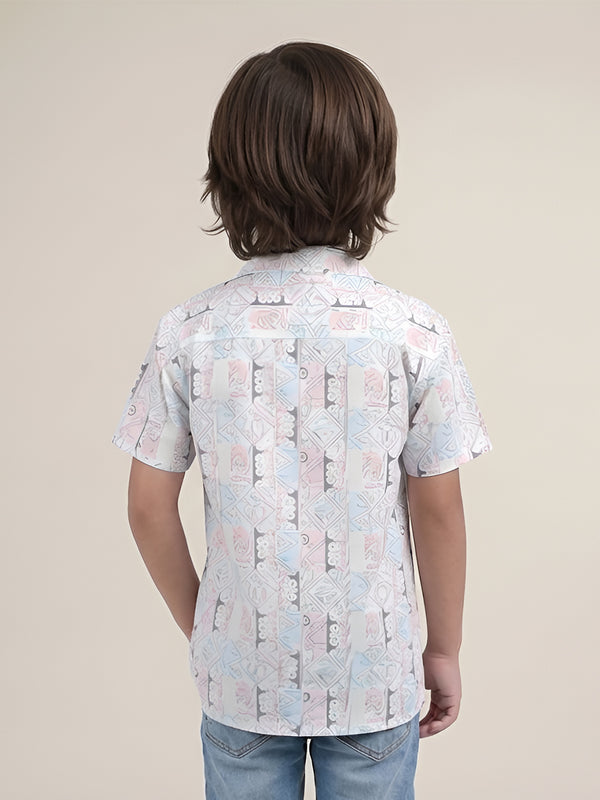 Polka Tots Half Sleeves Abstract print Shirt - Blue