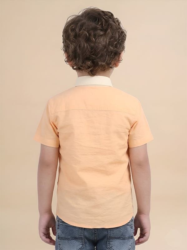 Polka Tots Half Sleeves PT print Shirt - Orange