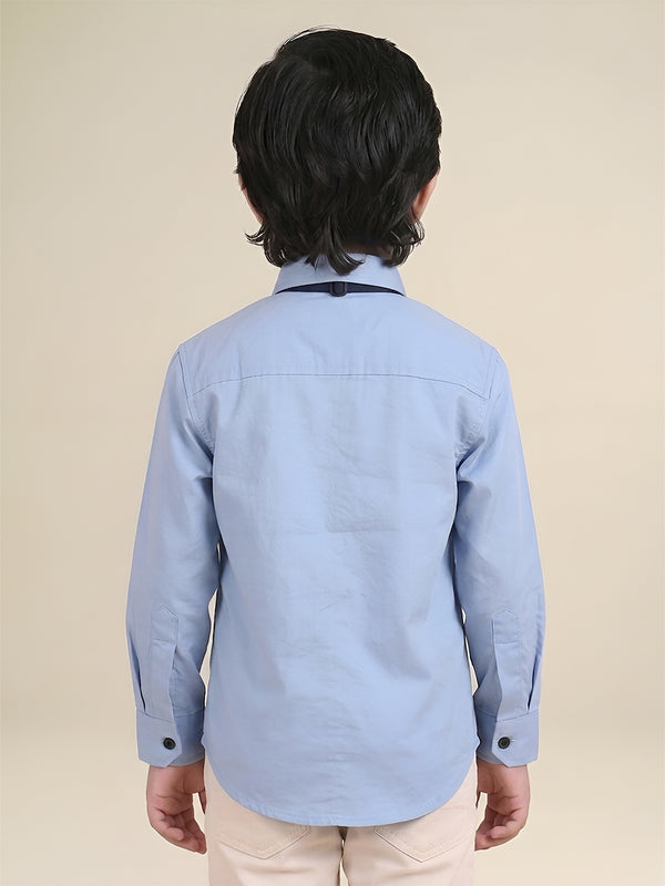 Polka Tots Full Sleeves Lining Shirt - Blue