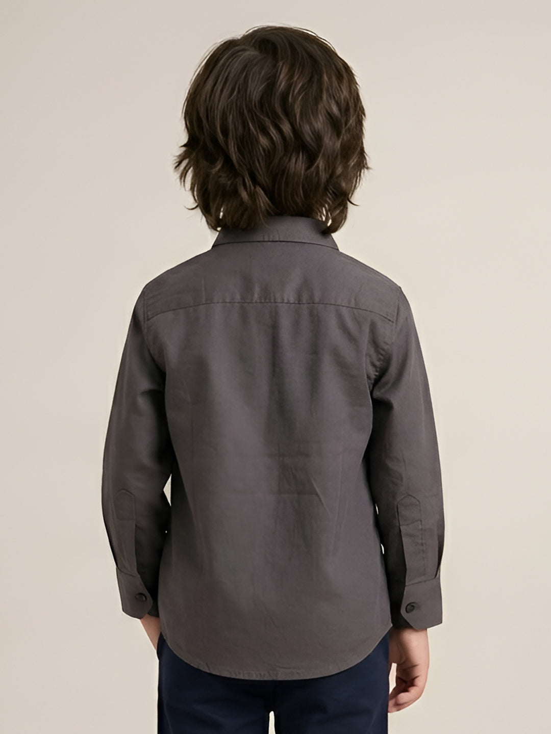 Polka Tots  full sleeve Kids shirt Las Vegas print - Grey