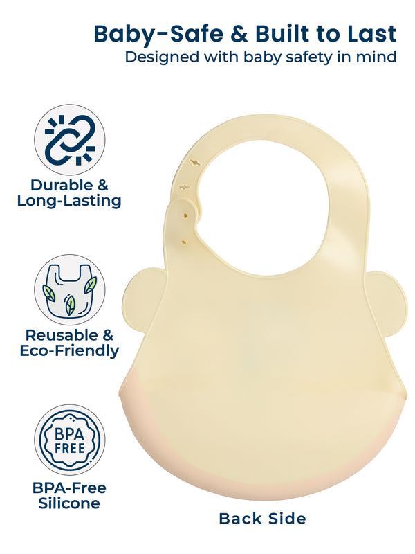 Polka Tots Waterproof Silicone Bibs with Pocket and Adjustable Snaps (Boat)