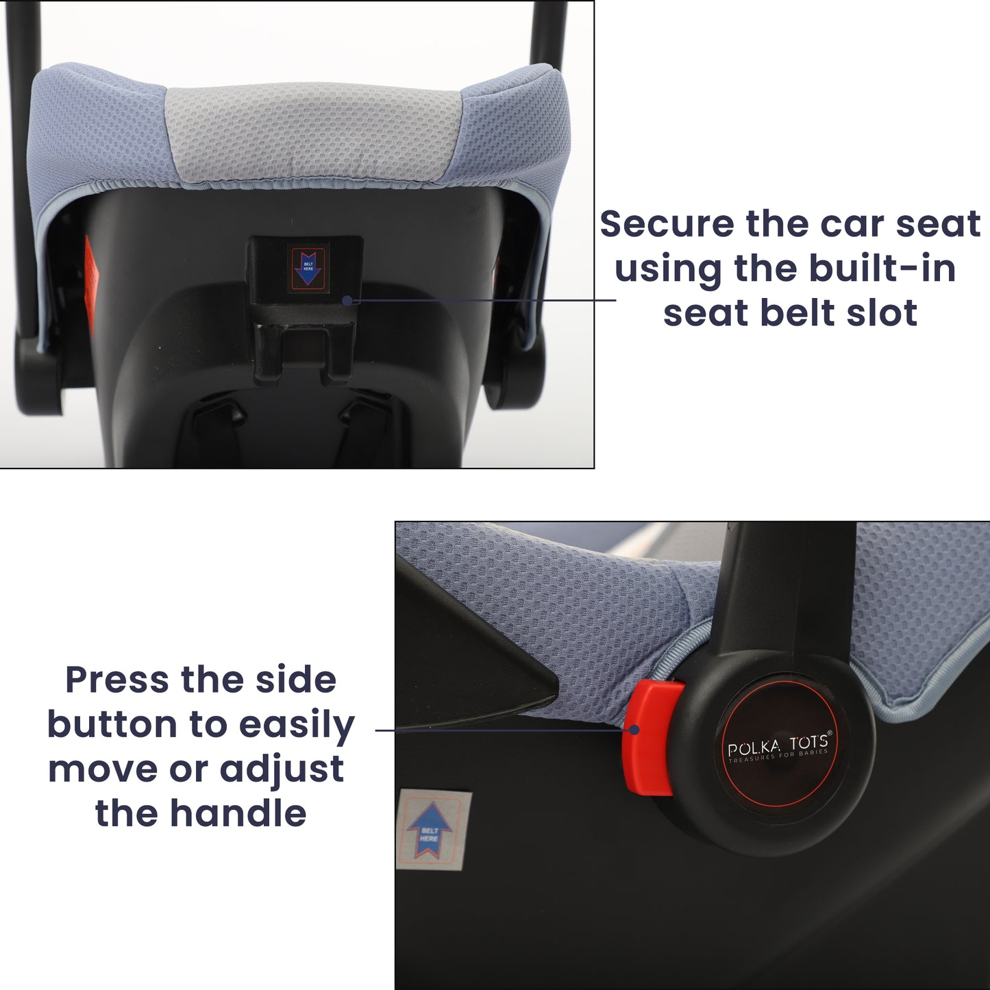 5 in 1 Multi Purpose Baby Car Seat Cum Carrycot with Fancy Bow Tie (Blue)