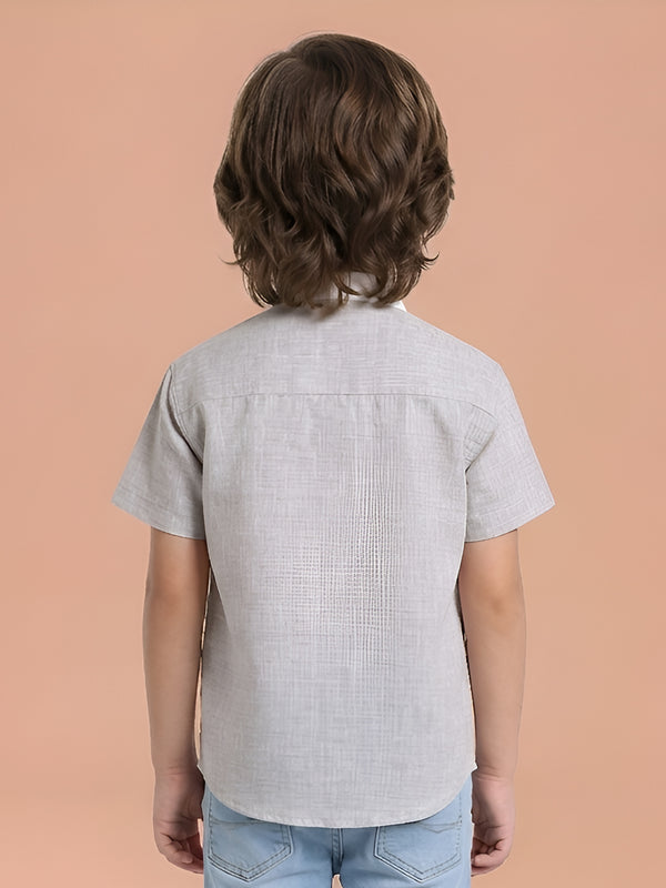 Polka Tots Half Sleeves Teddy print shirt - Brown