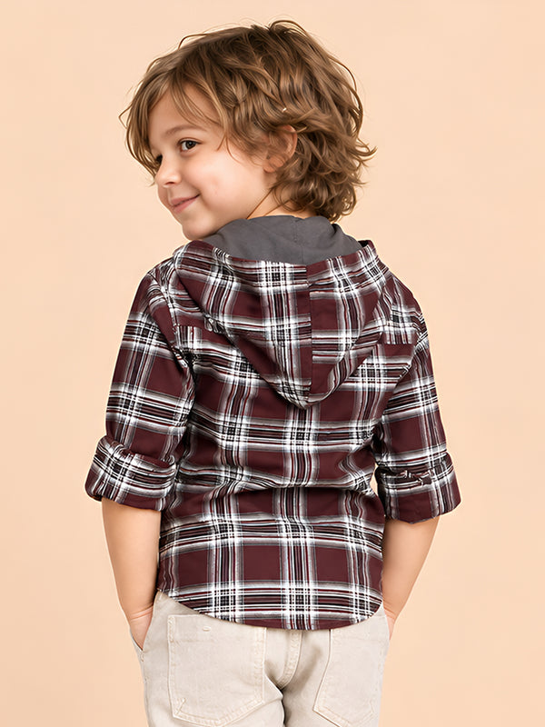 Polka Tots Full Sleeves Teddy Print Shirt - Brown