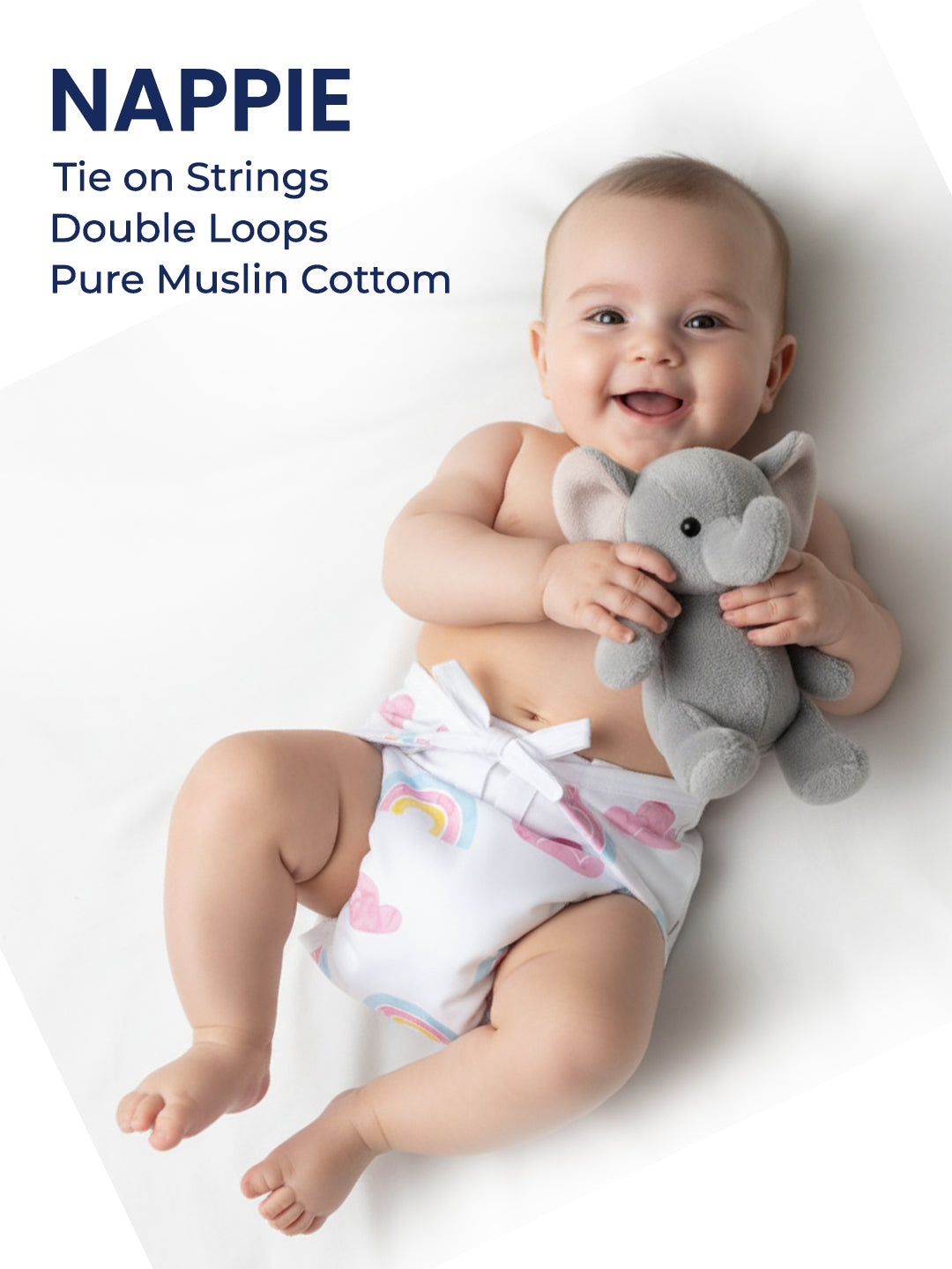 Polka Tots Newborn Pack of 6 100% Soft Double-Layer Muslin Cotton Essentials Gift Box - Rainbow Mist Print