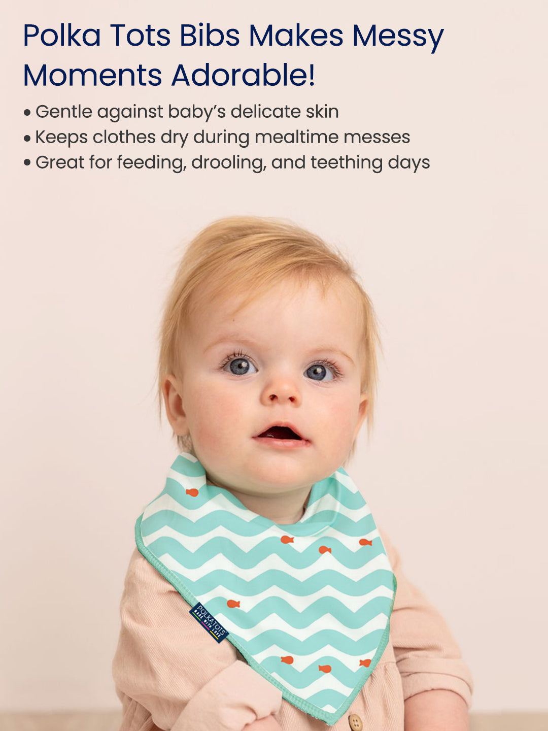 Polka Tots Pack of 6 Wave Print Mini Newborn Gift Hamper Set - Blue