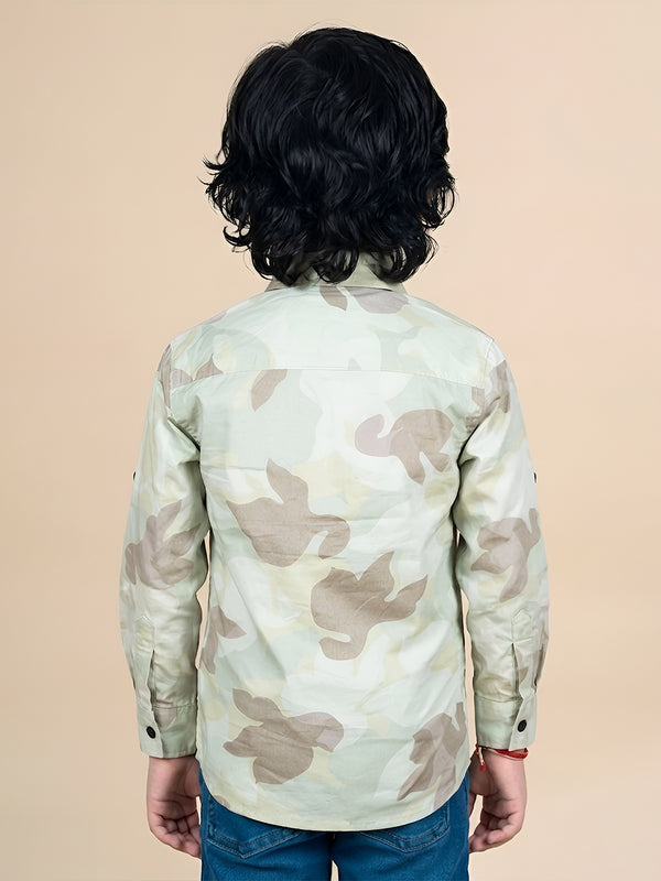 Polka Tots Full sleeve camouflage shirt - Green