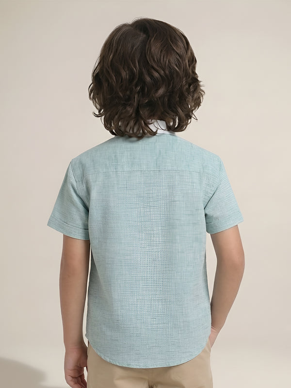Polka Tots Half Sleeves Forest camp print Shirt - Green