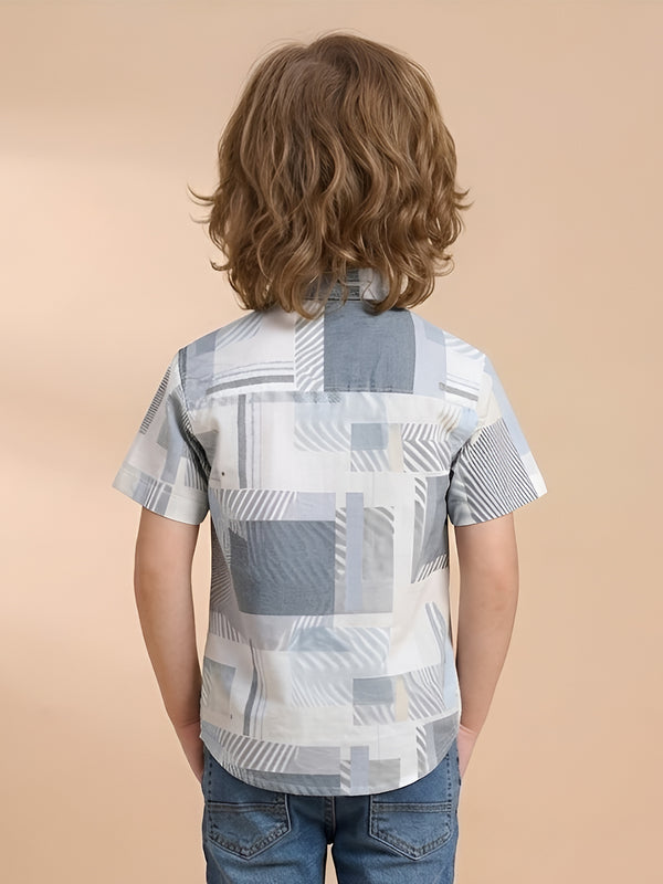 Polka Tots Half Sleeves Shirt with Bow Tie - Grey