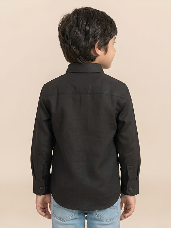 Polka Tots Full sleeves solid shirt - Black