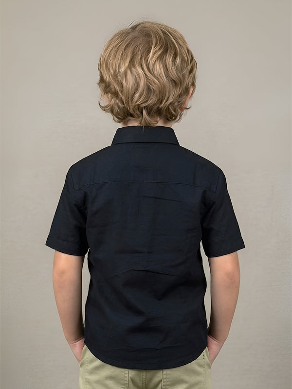 Polka Tots Half Sleeve Hip Hip Hooray Print Shirt - Black