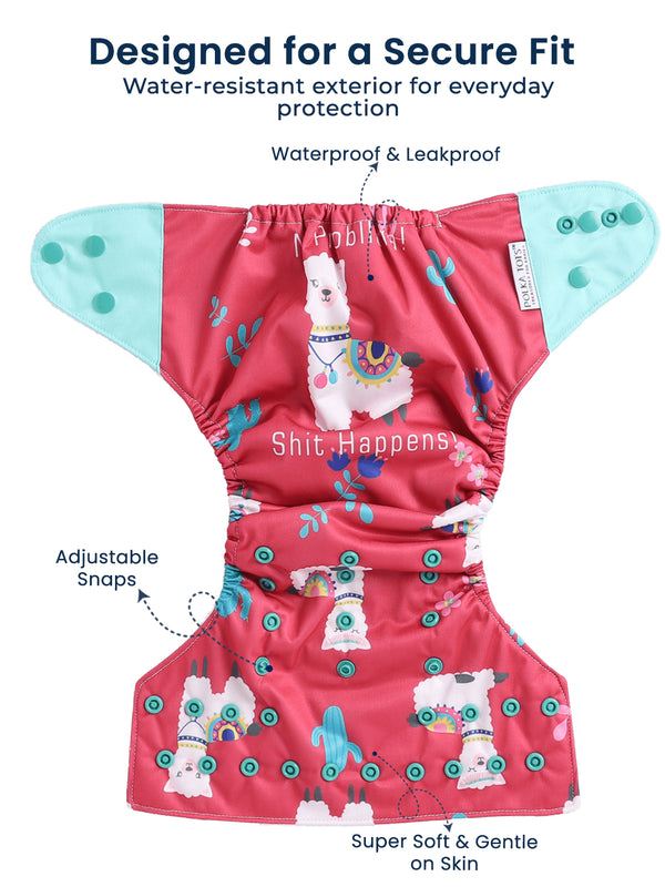 Polka Tots Reusable Cloth Diaper Buy Online Waterproof Adjustable Baby Diaper - Llama