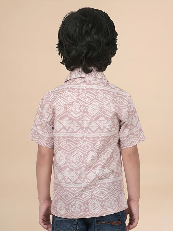 Polka Tots Half Sleeves Abstract print Shirt - Pink
