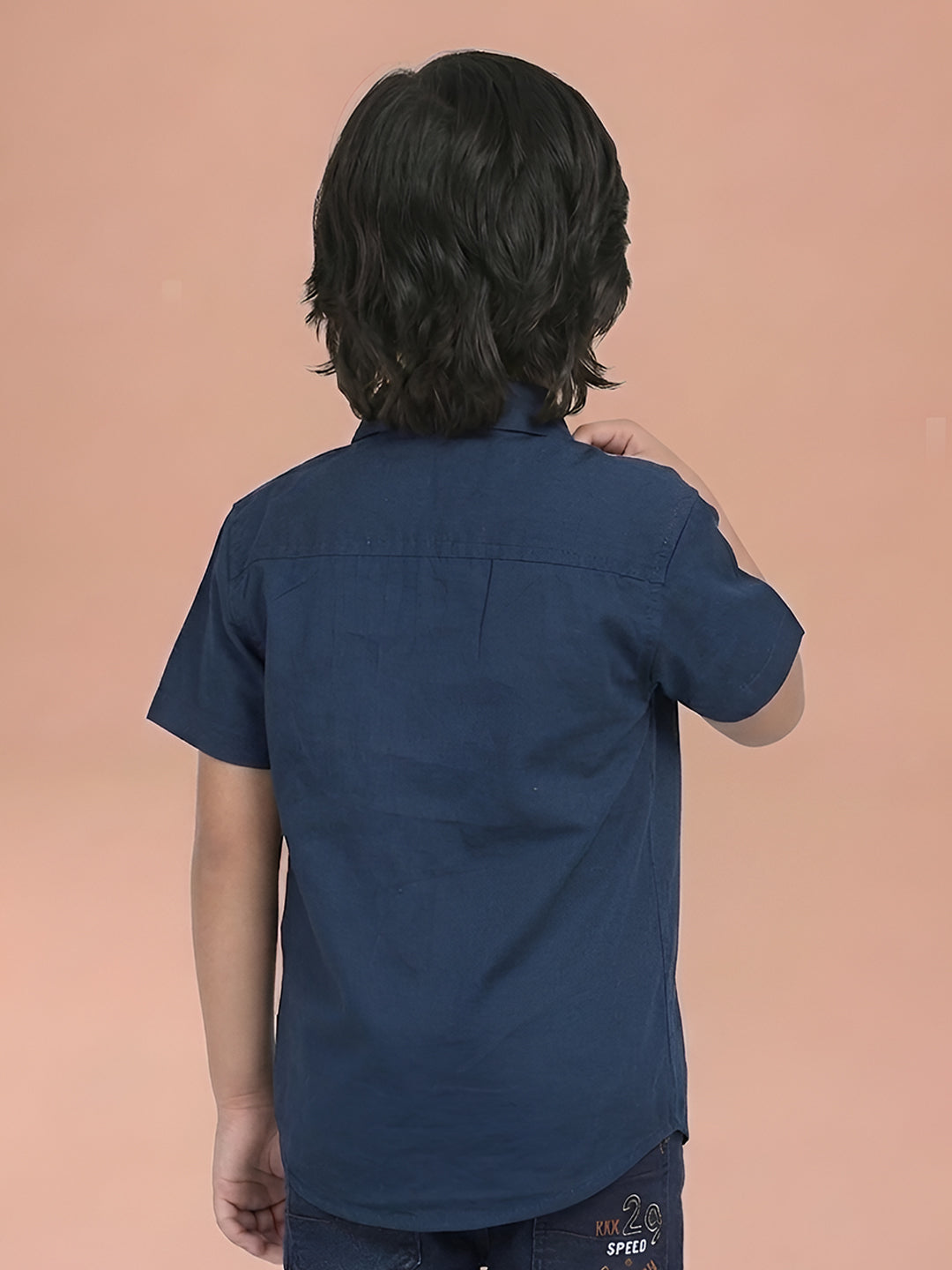 Polka Tots Half Sleeves Teddy print T-shirt shirt - Navy Blue