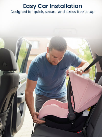 5 in 1 Multi Purpose Baby Car Seat Cum Carrycot with Fancy Bow Tie (Pink)