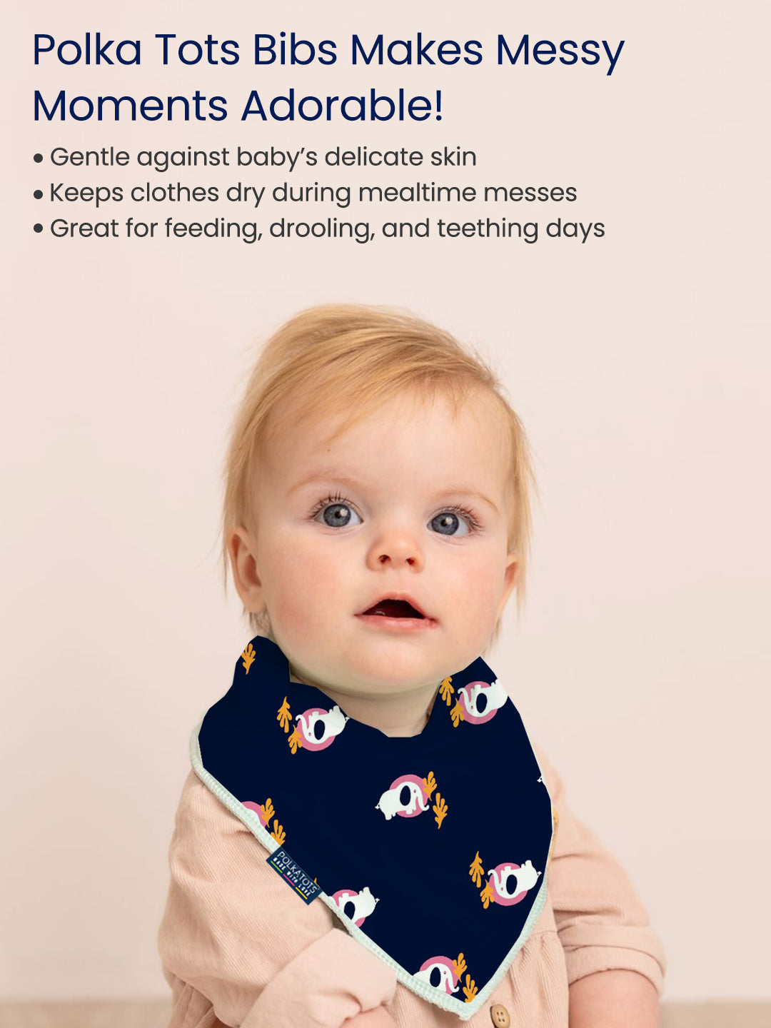 Polka Tots Pack of 6 Elephant Print Mini Newborn Gift Hamper Set - Navy