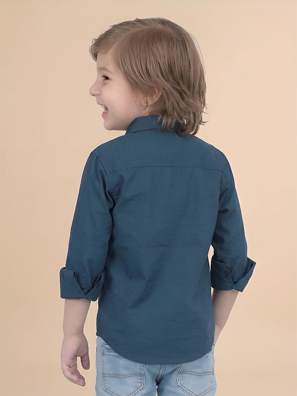 Polka Tots Full sleeves Dope print shirt - Dark Blue