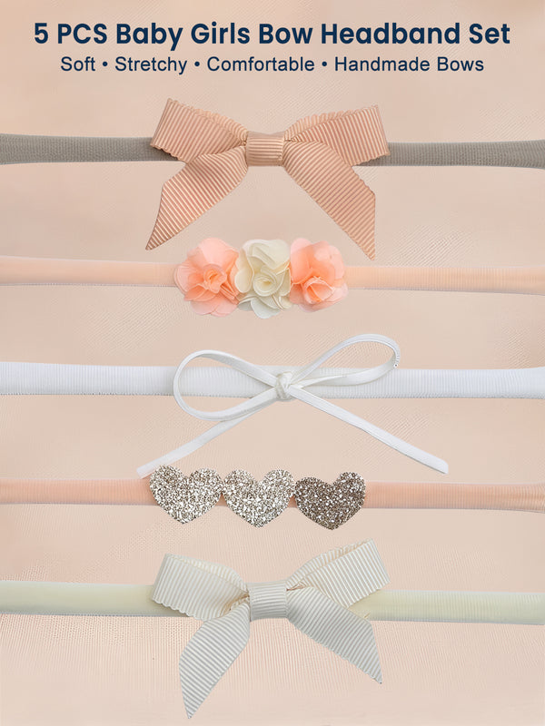 Pack of 5 Floral & Bow Headbands Set