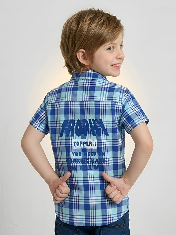 Polka Tots  Checks Shirt - Blue