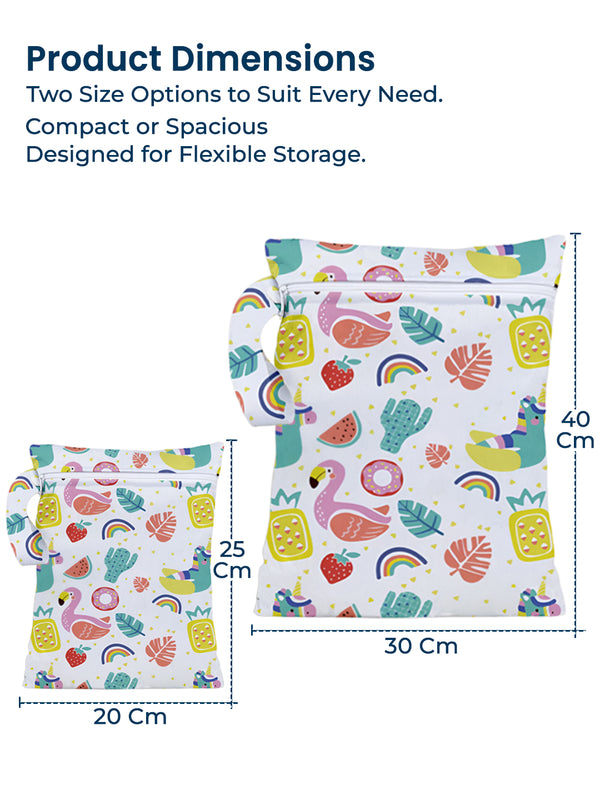 Waterproof Wet Bag Pouch with Zipper (Picnic) - White