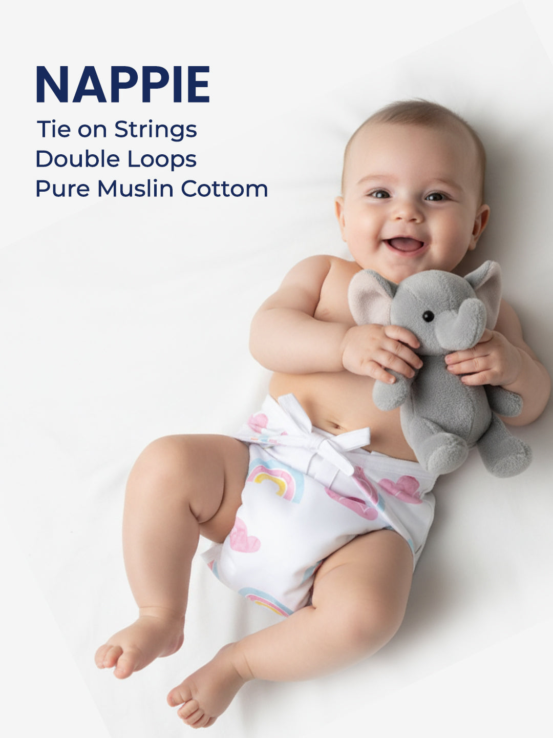 Polka Tots Newborn Pack of 6 100% Soft Double-Layer Muslin Cotton Essentials Gift Box - Rainbow Mist Print