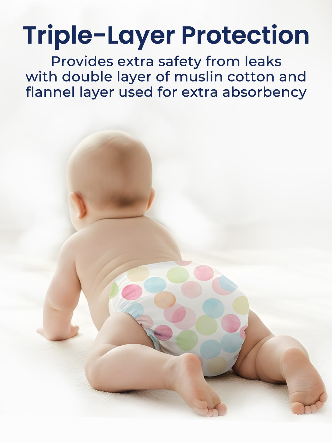 Polka Tots Newborn Pack of 5 100% Soft Muslin Cotton Nappy/Langot Set