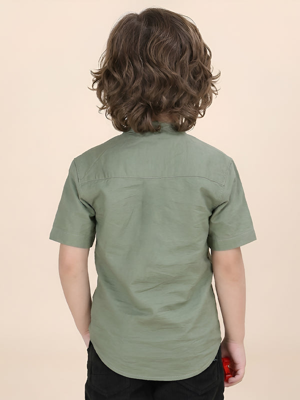 Polka Tots Half Sleeve Kurta - Green