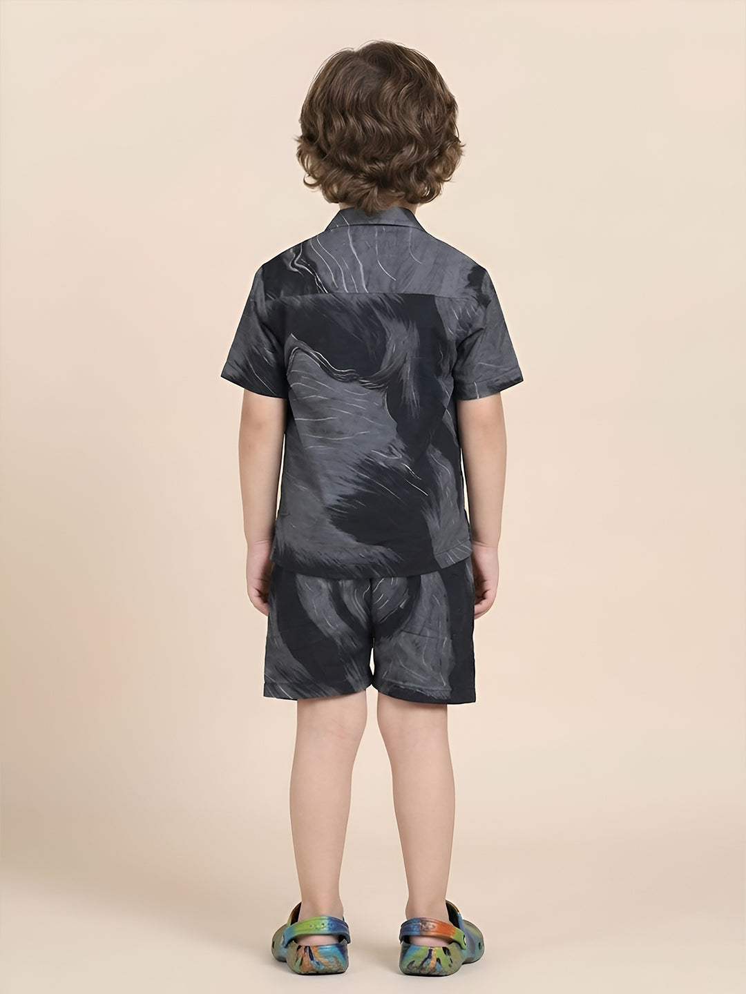 Polka Tots Half Sleeves Brush print Co-ords - Navy
