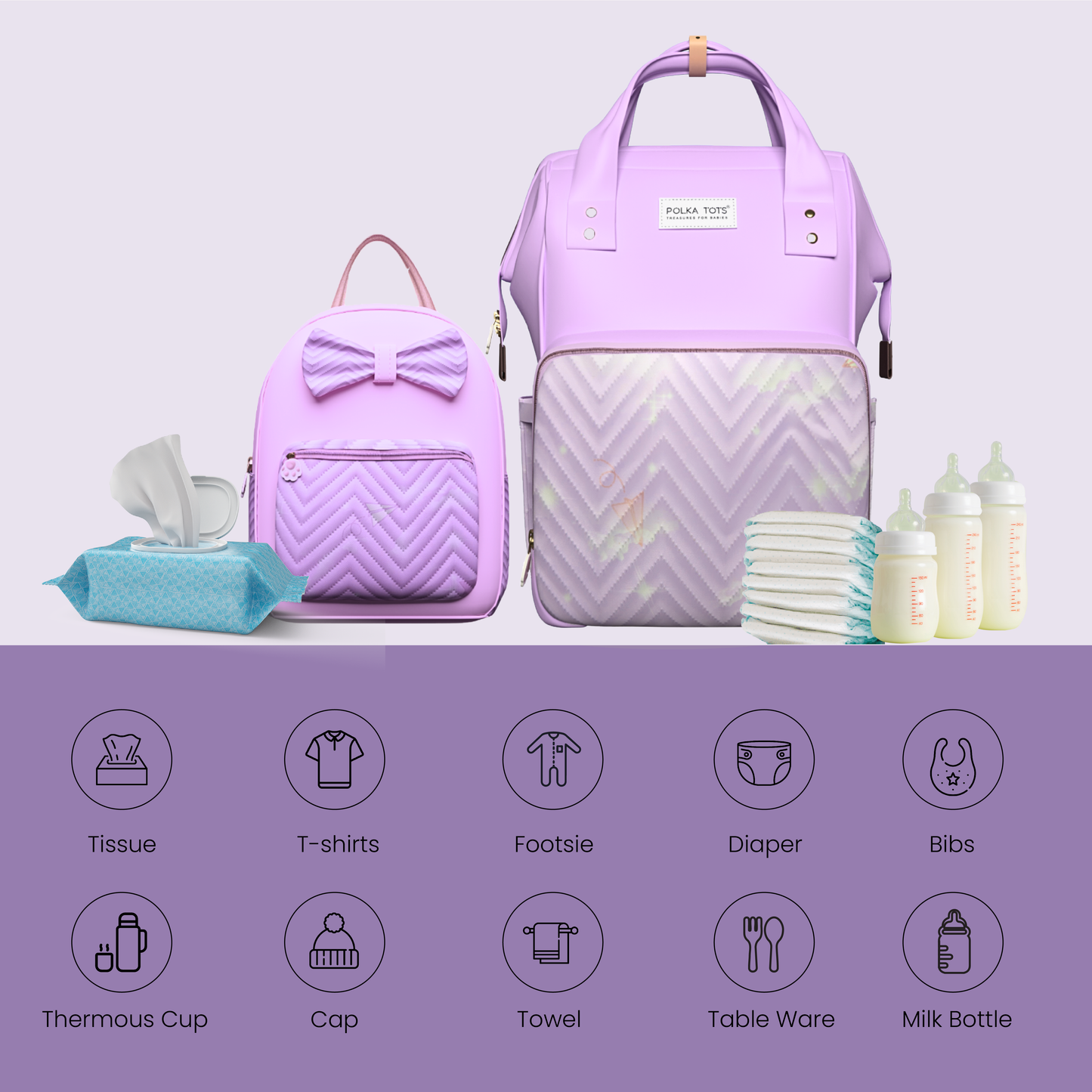 Polka Tots MamaMini Luxe Duo Diaper Bag - Purple